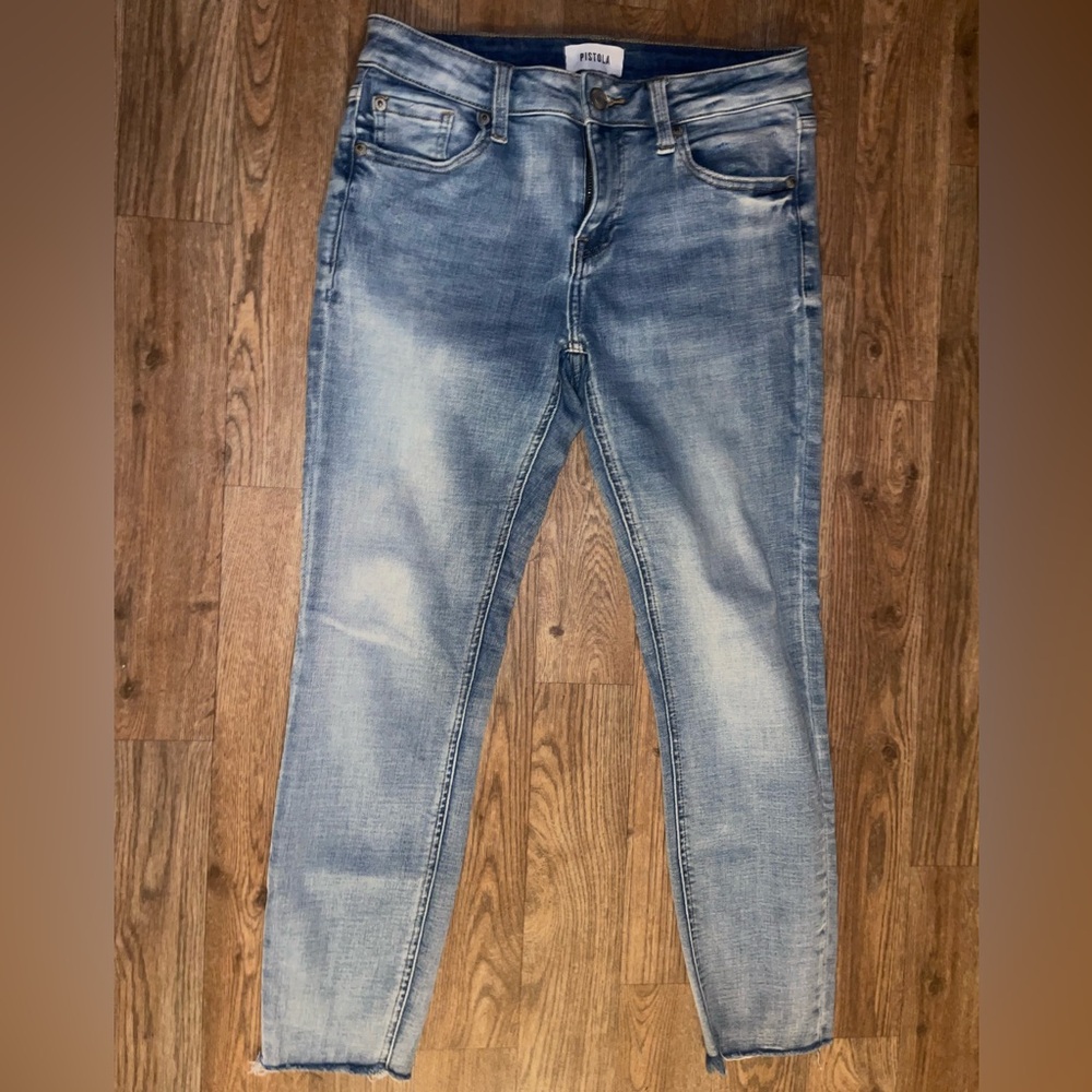pistola Light Blue Denim Jeans with Contrast Stitching